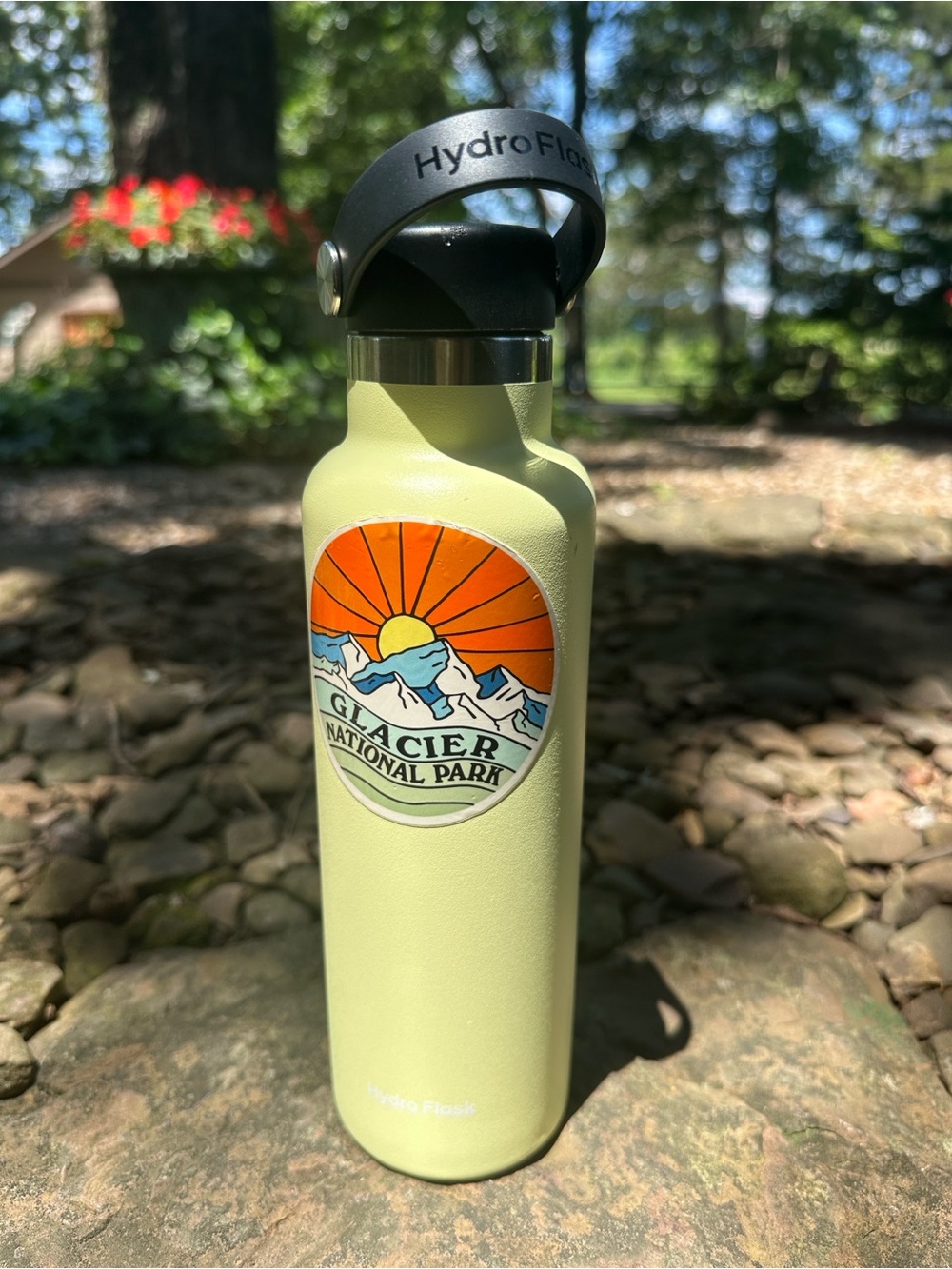 Hydro Flask Light Green Glacier National Park Bottle with Black Lid